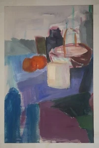 Belle Peinture Gouache sur Papier Nature Morte Contemporaine - Photo 1/6