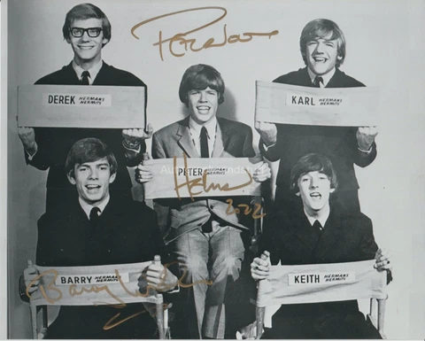 Peter Noone & Barry Whitwam HAND SIGNED 8x10 Photo Autograph Herman's Hermits E Cover