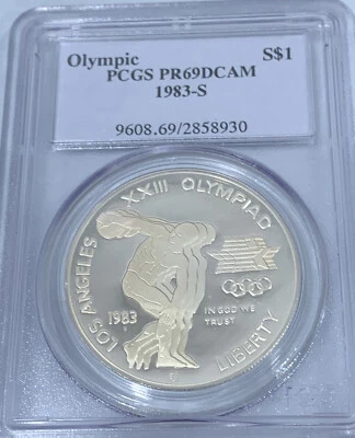 1983-S $1 Proof L.A. Olympics Commemorative Silver Dollar PCGS PR69 DCAM - Image 1 of 2