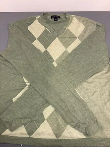 Banana Republic Silk Linen V-neck Long Sleeve Men Sweater Size Large green flaw* - Picture 1 of 6