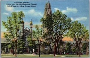Postcard New Haven Connecticut Harkness Memorial Tower Dwight Memorial Chapel - Bild 1 von 2