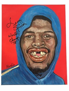 Leon Spinks Obra de Arte Original Firmada 1/1 Pintura a Mano Certificado de Autógrafo Lienzo - Imagen 1 de 11