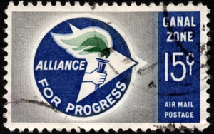Canal Zone Stamp Scott # C35 Used F-VF - 15 Cents Alliance for Progress Airmail - Picture 1 of 1