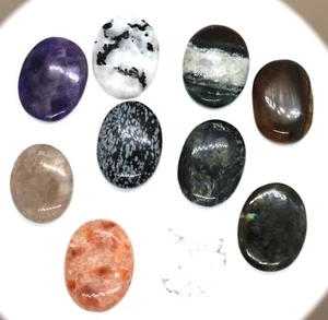 Chakra Natural Crystal Palm Stone / Worry Stone/ Cabochon thumb stone variations - Picture 1 of 13