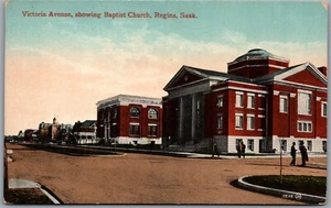 Postcard Regina Saskatchewan c1910s Victoria Avenue Showing Baptist Church - Picture 1 of 2