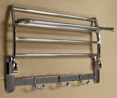 Signature Hardware Folding Towel Rack w/Bar Brushed Nickel NO MOUNTING HARDWARE - Image 1 of 4
