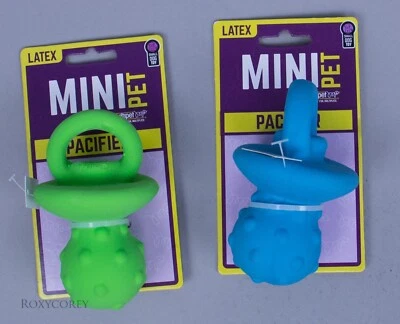 Multipet Minipet Blue & Green Pacifier Latex Squeaker Dog Toy NWT - Image 1 of 3