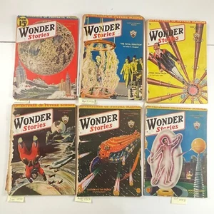 7 WONDER STORIES 1933 PULP MAGAZINE LOT low-grade Clark Ashton Smith - Picture 1 of 13