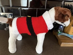 Weihnachtsmann Hundepullover - Größe XS (12-13" Brustumfang) - handgestrickt 🐾 🐾❤️ - Bild 1 von 6