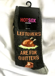 Thanksgiving Turkey Socks Charcoal HotSox Women's Crew Sock Shoe Sz 4-10.5 RARE - Picture 1 of 2