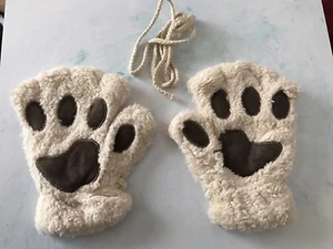 Fluffy Bear Cat Plush Paw Mittens Gloves Cosplay Kawaii - Picture 1 of 5