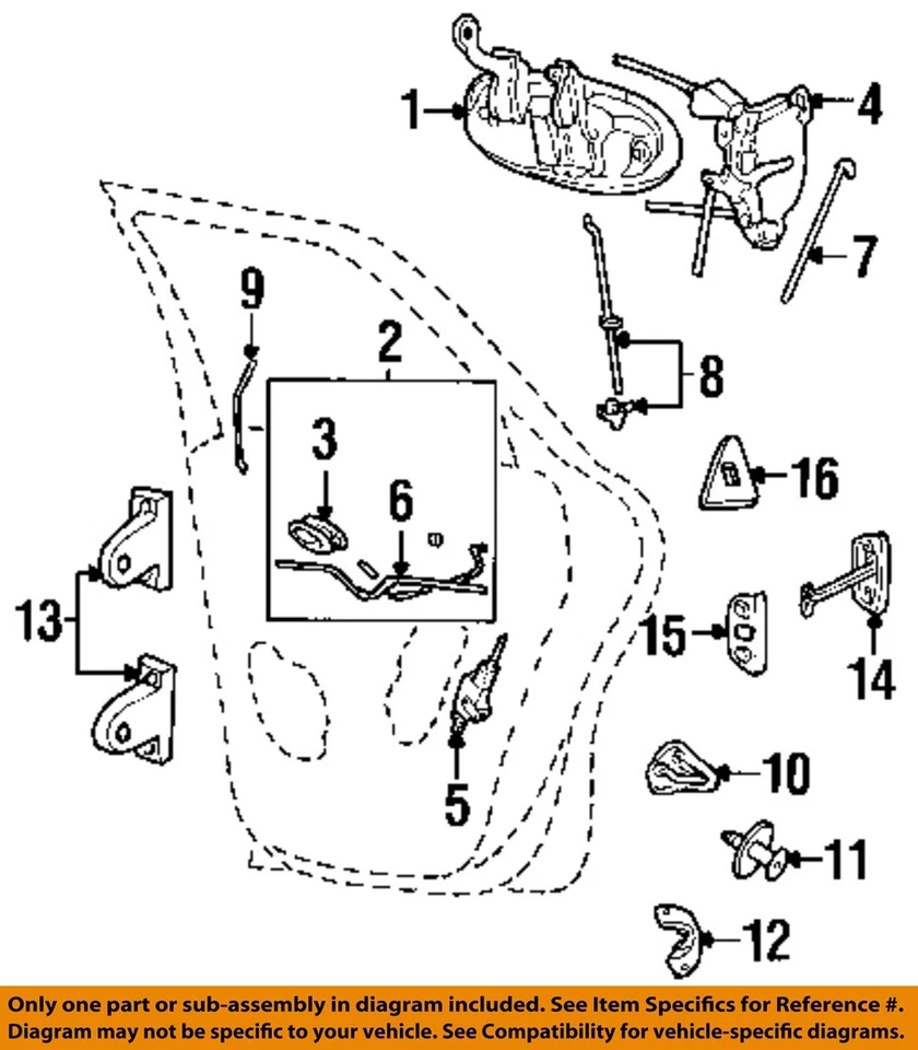 Cerradura de puerta trasera Ford OEM 99-07 Sable, Taurus herrajes-pestillo 6F1Z546413A Foto 1 de 1