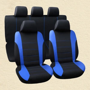 Fabric Full Set Car Seat Cover Blue Front Rear Seat Protector Mat Polyester - Bild 1 von 8