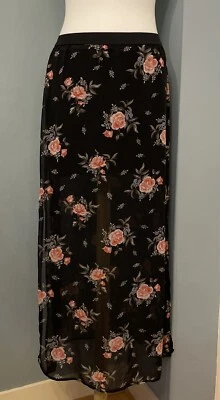 H&M Sheer Skirt Size XS Black Floral Pattern - Image 1 of 4