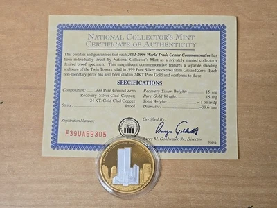2001-2006 National Collectors Mint-5th Anniversary 9/11 Coin-Twin Towers - Proof - Image 1 of 4