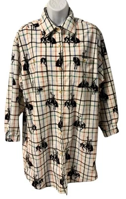 Camisa para dormir BARNFLY S Franela Vaqueros Rodeo Caballo Bolsillos con Botones Rodilla *Excelente* Foto 1 de 4