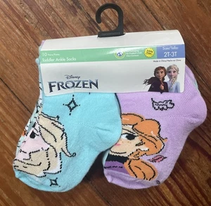 NEW Disney Frozen Toddlers' Ankle Socks 10ct Pack Size 2T-3T - Picture 1 of 3