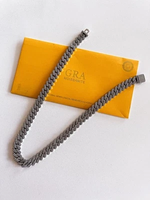 "Cadena de eslabones cubanos moissanita 15 mm VVS1 22"" chapada en plata 925" Foto 1 de 4