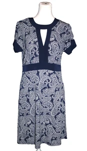 Michael Kors Marine & Weiß Kurzarm Stretch Kleid Knie Größe Medium Neu ohne Etikett - Bild 1 von 2