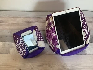 Set 2 Purple Vintage IPad Pro Kindle Tablet Holder & Phone Cushion Stands - Picture 1 of 10
