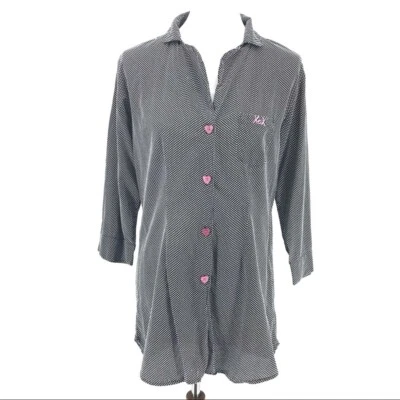 Women's Betsey Johnson Black & White Polka Dot PJ Shirt sz M - Image 1 of 4