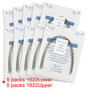 10Packs Dental Orthodontic Super Elastic Niti Rectangular Arch Wires 16x22 U&L A