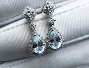 Natural Aquamarine Earrings, 925 Sterling Silver Earring, Wedding Gift Earring
