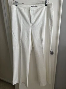 Ellen Tracy White Cotton Blend Wide Leg Pants Size 14 - Picture 1 of 11