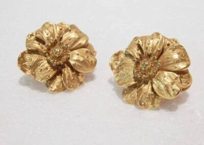 Pendientes Clip Vintage Pr Erwin Perla Tono Dorado Diseño Flor Foto 1 de 4