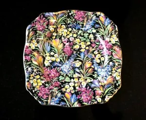 A Beautiful Royal Winton Grimwades Chintz Black Crocus Sweets Plate - Picture 1 of 3