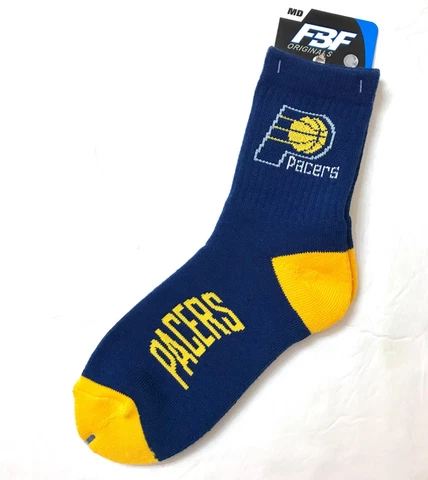 INDIANA PACERS CREW SOCKS Navy Blue Yellow Big Logo MED men size 5-10,women 6-11 Cover