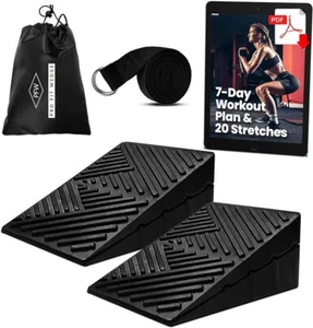 Adjustable Squat Wedge Block & Calf Stretcher 4PCS Strength Training Equipment - Picture 1 of 6