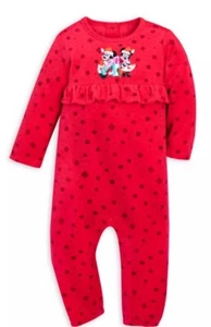 NEW Disney Parks Baby  Velour Christmas Outfit 12/18 Months Mickey Mouse NWT - Picture 1 of 4