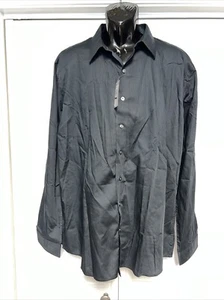 VAN HEUSSEN MENS BUTTON UP BLACK STRIPES DRESS SHIRT SZ 2XLT 19-19 1/2 SLIM $65 - Picture 1 of 9