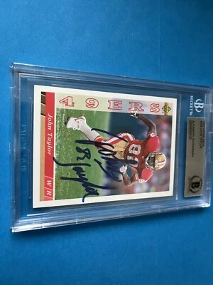 John Taylor 49ers 1993 Upper Deck Card Signed Auto Beckett BAS Slabbed - Image 1 of 2