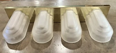 Art Deco Revival 80’s Frosted Glass Light Covers 24” Slip Shade Wall Kichler Co - Image 1 of 4