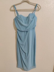 House Of CB Jamille Baby Blue Draped Corset Midi Dress - Medium NEW - Picture 1 of 16