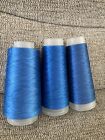 100% spun slik yarn - Lot of 3 cones - 130g - Bright blue