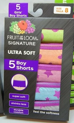FOTL Girl's 5 Pair Pack Panties Underwear Briefs Or Boy Shorts Sz 6 & 8  - Image 1 of 4