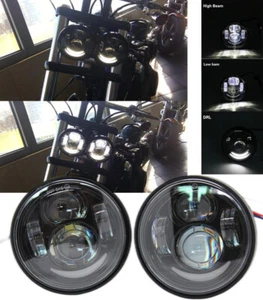 For Harley Dyna Fat Bob FXDF 4.65 Inch Black LED Headlight Daytime Running Light - Picture 1 of 9