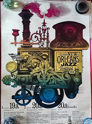 Plakat Poster Erstes New Orleans Jazz Festival Concert 19.-20. 09 1964 Frankfurt - Bild 1 von 3