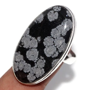 Snowflake Obsidian 925 Silver Plated Ring Us 9.5 Exquisite Jewelry MJ - Picture 1 of 3