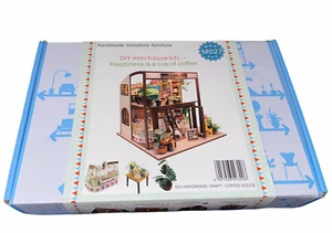 M027 Coffee House DIY Mini House Kits Happiness Is A Cup Of Coffee Handmade - Picture 1 of 2