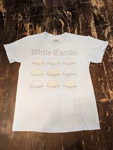 White Castle T-Shirt Light Blue Hamburgers Small Petite 100% Cotton - Picture 1 of 4