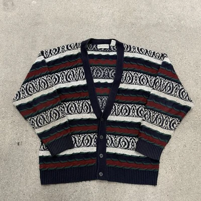 Cárdigan tejido con botones texturizado 3D vintage para hombre talla XL Foto 1 de 4