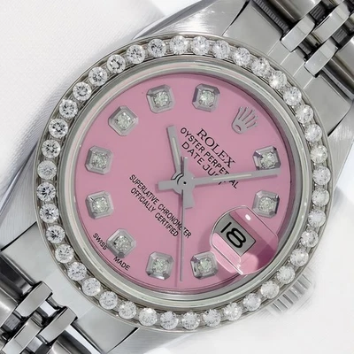 RELOJ ROLEX DATEJUST DAMAS ACERO INOXIDABLE, ESFERA DIAMANTE ROSA, BISEL DIAMANTE Foto 1 de 4