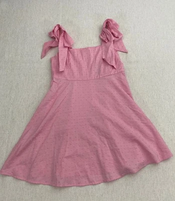 Vestido Sugar & Jade Niñas XL Rosa Punto Suizo Sin Mangas Correa de Lazo Línea A Pullover Foto 1 de 4