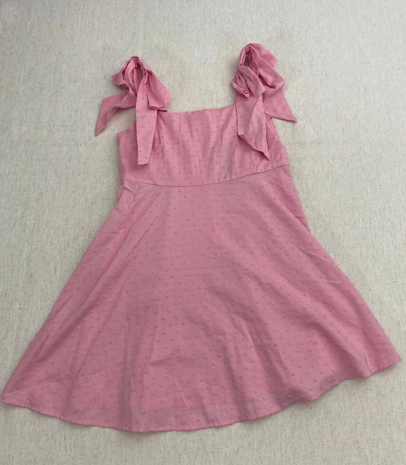 Vestido Sugar & Jade Niñas XL Rosa Punto Suizo Sin Mangas Correa de Lazo Línea A Pullover Foto 1 de 4