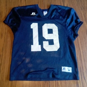 Vintage 1990s RUSSELL Athletic Mesh Football QB Practice Jersey Blue #19 -Medium - Picture 1 of 12