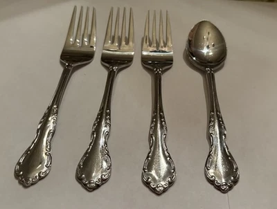 4 Pieces Queen’s Court Japan Stainless ~ 3 Salad Forks ~ 1 Teaspoon - Image 1 of 4